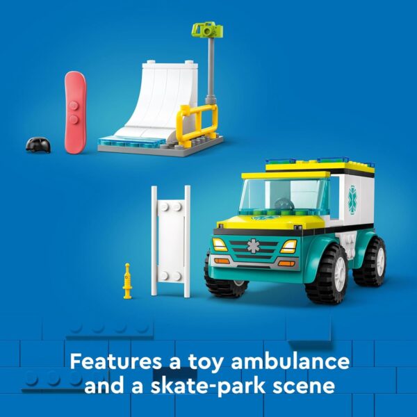 LEGO City Emergency Ambulance and Snowboarder Toy Vehicle Playset for Kids - Image 3