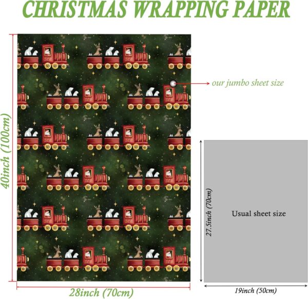 SaringSwoon Vintage Train Christmas Wrapping Paper for Baby Boys Girls Kids - Image 3