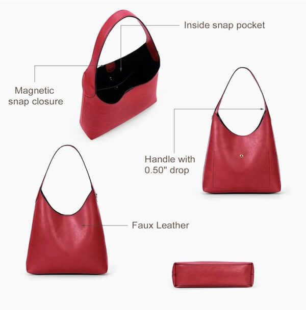 Faux Suede Hobo Bags Vegan Leather Shoulder Bag Tote for Women Medium Slouchy Designer Handbags - Image 4