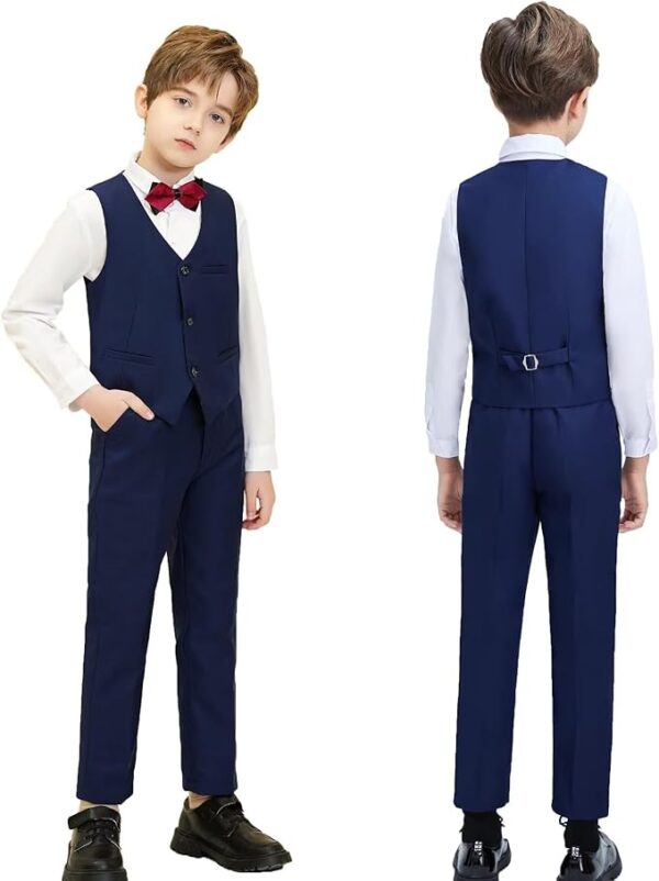 Boys Suit Set Slim Fit Kids Formal Suits Toddler Tuxedo Wedding Prom Classic Suits for Boy Teen Black Blue Dress Outfit - Image 3