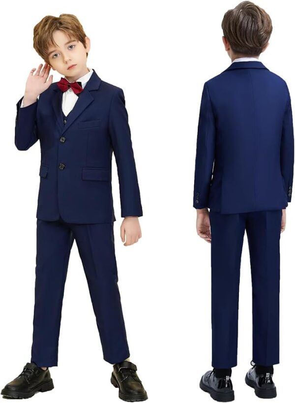 Boys Suit Set Slim Fit Kids Formal Suits Toddler Tuxedo Wedding Prom Classic Suits for Boy Teen Black Blue Dress Outfit - Image 4