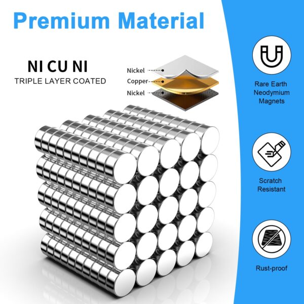 Magnets for Crafts, Caturledas 250 Pack 5x2mm Small Round Magnetic Rare Earth Neodymium Refrigerator Magnet for Home Kitchen Office School Crafts 3D Printing Industrial Scientific Purpose, Silver - Image 5