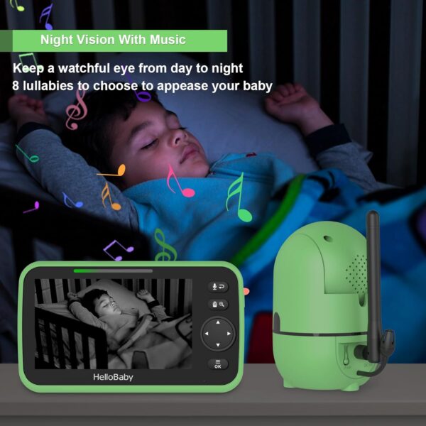 HelloBaby Upgrade Baby Monitor, 5'' Screen with 30-Hour Battery, Pan-Tilt-Zoom Video Baby Monitor with Camera and Audio - Image 2