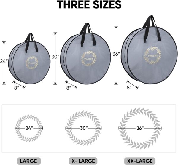 Wreath Storage Container, Christmas Wreath Storage Bag with Reinforced Handle for Holiday Xmas - Image 3