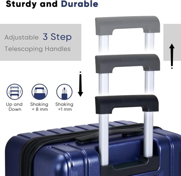 SHOWKOO Luggage Sets 3 Piece 100% PC Ultra Tough Hardside Expandable Suitcases Sets with TSA Lock Double Spinner Wheels (20in/24in/28in, Blue - Image 5