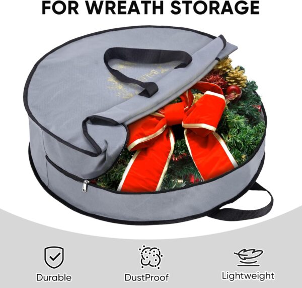 Wreath Storage Container, Christmas Wreath Storage Bag with Reinforced Handle for Holiday Xmas - Image 4