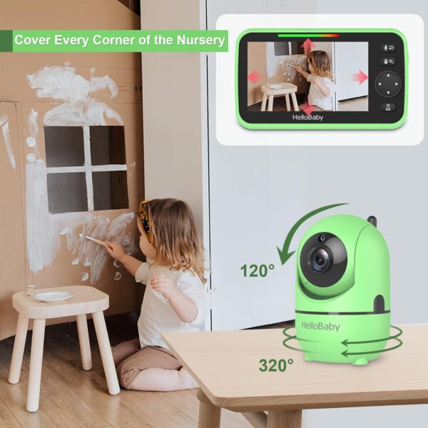 HelloBaby Upgrade Baby Monitor, 5'' Screen with 30-Hour Battery, Pan-Tilt-Zoom Video Baby Monitor with Camera and Audio - Image 3